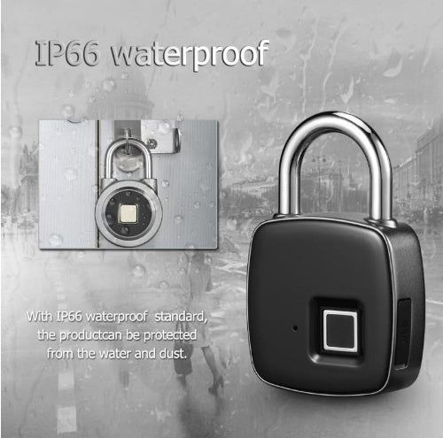 0Waterproof Fingerprint PadlockFEATURES:


Intelligent Fingerprint Recognition: The padlock utilizes advanced fingerprint recognition technology, allowing you to unlock it with your registered finWaterproof Fingerprint Padlock