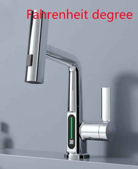 0Digital Temperature Display FaucetFEATURES:


3-in-1 360° Swiveling Waterfall Tap: Experience ultimate flexibility with our versatile faucet design. With a liftable and 360° rotatable feature, along Digital Temperature Display Faucet